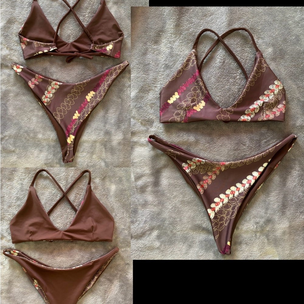 Brown Niihau shell Women's Bikini.